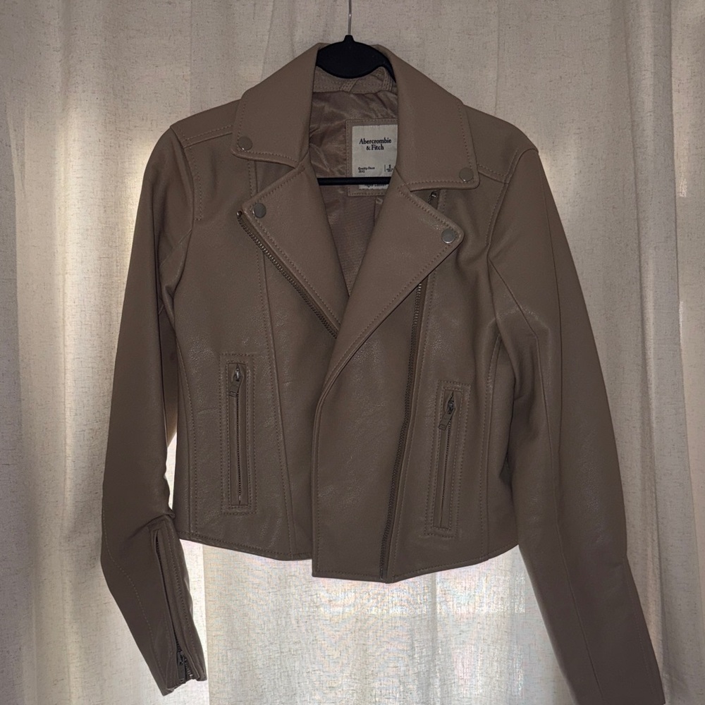 Abercrombie & Fitch Taupe Leather Jacket